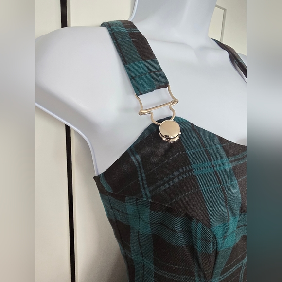 NWOT Rare Collectif Green Plaid Jumper Dress 4XS / UK6 - Picture 3 of 8